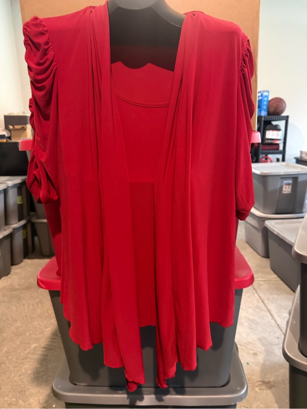 Red Women’s Draped Open-Front Sweater mp67